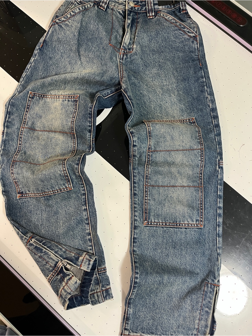 Princess Polly Women's 2 Blue Washed Boyfriend Jeans carpenter style zip ankle
